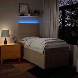 vidaXL Box spring postelja z vzmetnico krem 90x200 cm blago | Shoptok.si