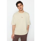 Trendyol Stone Men's Oversize Fit Crew Neck Short Sleeve Dinosaur Embroidered T-Shirt | Shoptok.si