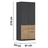 Modern Living Omara Za Oblačila Max, Temno Siva, Barva Hrasta | Shoptok.si