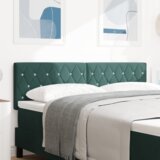  LED Uzglavlje Kristalno Dugme Uzorak Tamnozeleno 80 cm Baršun | shoptok.hr