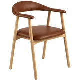 Actona Jedilni stoli v kompletu 2 ks iz umetnega usnja v konjak rjavi barvi/v naravni barvi Addi –