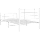  Metalni okvir kreveta uzglavlje i podnožje bijeli 107x203 cm | shoptok.hr