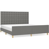 Maison Chic Posteljni okvir - Dvoposteljna postelja - Zakonska postelja z vzglavjem temno siv 160x200 cm blago-J6147, (21767700) Cene