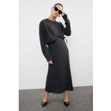 Trendyol Anthracite Maxi Knitwear Extra Cardigan Dress Cene