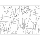  Foto tapeta - Cat lineart - minimalist sketches of black cats on white background 500x350 Premium | shoptok.hr