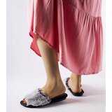Gemre Black slippers with gray fur INBLU | Shoptok.si