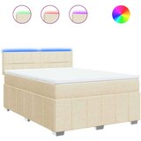 vidaXL Box spring postelja z vzmetnico krem 160x200 cm blago, (21321342) | Shoptok.si