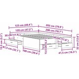  Krevetna konstrukcija s ladicama Umjetnički hrast 120 x 200 cm | shoptok.hr