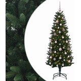  Umjetno božićno drvce s kuglicama 120 cm 150 LED lampica - 120 cm s LED-ima i ružičastim lopticama Zelena | shoptok.hr