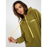 Fashion Hunters Olive sweatshirt hoodie with drawstrings Cene