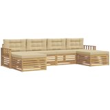  Setovi sofa s jastukom 6 pcs Bijela i bež Čvrsto drvo akacije | shoptok.hr