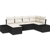 vidaXL Vrtna sedežna garnitura z blazino 6 pcs Črna in krem Poly ratan | Shoptok.si