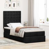  Otomanski okvir kreveta s madraca crni 90x190cm od tkanine | shoptok.hr