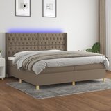  box spring s madracem LED smeđesivi 200x200 cm tkanina | shoptok.hr