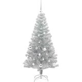 vidaXL Božično drevo med 150 LED z stojalom srebrna 150 cm PET | Shoptok.si