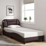  Posteljni okvir z LED lučkami temno rjav 90x190 cm tkanina | Shoptok.si