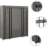 vidaXL garderobna omara s predelki in palicami siva 150x45x176cm blago | Shoptok.si