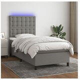  Box spring postelja z vzmetnico LED temno siva 100x200 cm blago | Shoptok.si