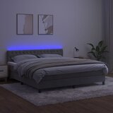  box spring s madracem LED svjetlosivi 180x200 cm baršun | shoptok.hr