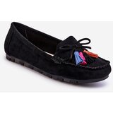 Kesi Suede Moccasins With Bow And Fringe Black Dorine | shoptok.hr