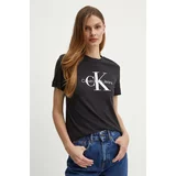 Calvin Klein Jeans Bombažna kratka majica ženska, črna barva, J20J219142