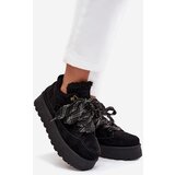 Boto Lace-up Women's Snow Boots Platform Insulated with Fur Black Tavelle | Shoptok.si