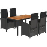  5-dijelni vrtni blagovaonski set s jastucima od poliratana crni Crna Dužina stola 150 cm | Shoptok.si