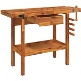  Radni stol s ladicom i škripcima 124x52x83 cm Masivno drvo akacije | shoptok.hr