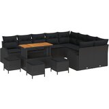 vidaXL 13-delni vrtni sofa niz z blazinami Črn poli ratan akacija, 4-delni vrtni jedilni niz z blazinami Črn poli ratan akacija, 2-sedežni vrtni sofa z blazinami Črn poli ratan | Shoptok.si