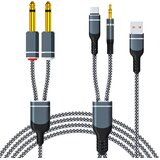 INF Črno-beli pleteni avdio kabel USB-C do 3,5mm z 6,35mm razdelilnikom 10 m, (5000296228) Cene