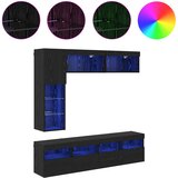 TV ormar s LED svjetlima 7 pcs Crni hrast Konstruirano drvo | shoptok.hr
