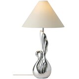 Ellos Home Bela/v srebrni barvi iz poliresina namizna svetilka (višina 53 cm) Swan – Cene