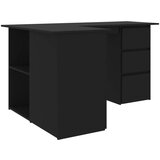  Kotna pisalna miza črna 145x100x76 cm iverna plošča | Shoptok.si