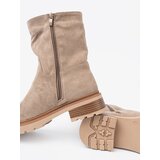 Shelvt Minimalist beige ankle boots made of soft suede | ePonuda.com