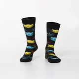 Fasardi Men's black socks with cats