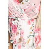 numoco basic 603-4 Airy wrap maxi dress with floral pattern – pink roses | shoptok.hr