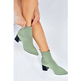 Fox Shoes Green Knitwear Women's Thick Heeled Boots Cene