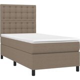  Krevet box spring s madracem LED smeđesivi 100x200 cm tkanina | shoptok.hr