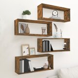vidaXL Kockaste zidne police 4 kom dimljeni hrast 60x15x23 cm drvene | shoptok.hr