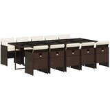  11-dijelni vrtni blagovaonski set s jastucima poliratan smeđi | shoptok.hr