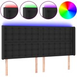 Maison Chic led posteljno vzglavje - vzglavna omarica - nočna omarica črno 183x16x118/128 cm umetno usnje, (21712458) Cene