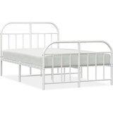 vidaXL Kovinski posteljni okvir z vzglavjem in vznožjem bel 120x190 cm | Shoptok.si
