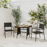 The Living Store Zunanja jedilna garnitura 3-delna poli ratan črna - Zunanja Jedilna Garnitura, (21424355) Cene