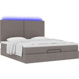 vidaXL Otomanski krevet s madracem i LED smeđesivi 160x200cm tkanine | shoptok.hr