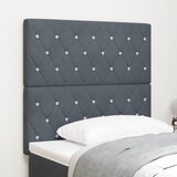 vidaXL LED Vzglavnik Temno Sivi 100 cm Žamet, Vzglavnik Kristalno Gumbasto Oblazinjeni Temno Sivi 200 cm Žamet | Shoptok.si