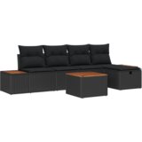vidaXL 6-delni vrtni kavč set s blazinami črna poli ratan | Shoptok.si