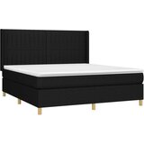  Box spring postelja z vzmetnico LED črna 160x200 cm blago | Shoptok.si