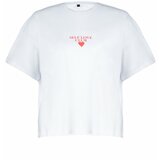 Trendyol Curve White Printed Oversize Knitted T-shirt Cene