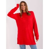 Fashion Hunters Red oversize sweater with a round neckline Cene