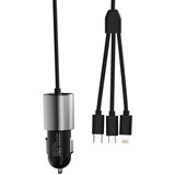 Dudao auto punjač 3,4 A sa ugrađenim 3u1 USB kabelom | shoptok.hr